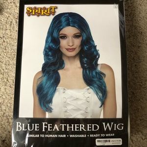 Blue Feathered Wig